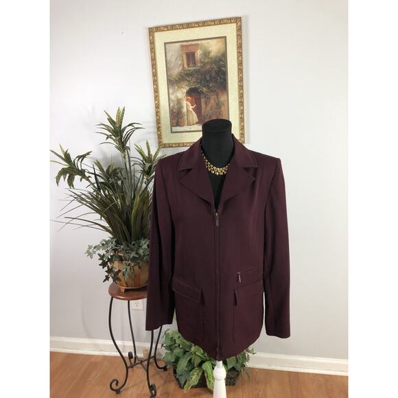 Embassy Row Women's 6 Jacket Maroon Long Sleeve Zipper Clueless Preppy Office - Picture 1 of 10
